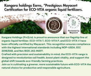 Prestigious MayaCert Certification for ECO-VITA organic liquid fertilizers.